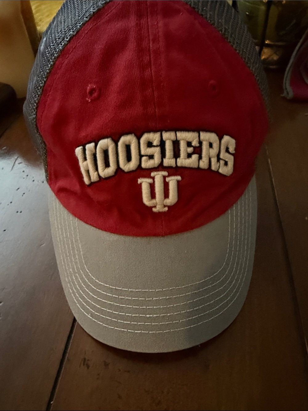 Hoosiers Embroidered Two-Tone Trucker Cap - Red & Gray
